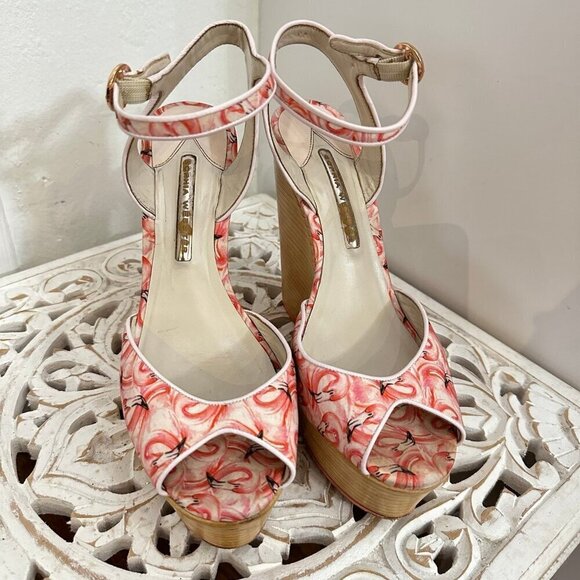 Sophia Webster flamingo wood wedges 40 - Picture 2 of 8